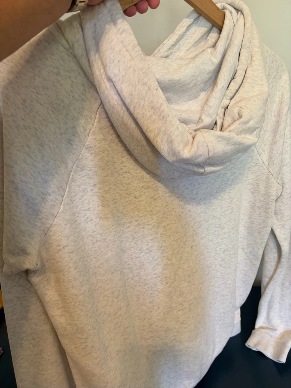 Nike Cream Heather Hoodie with Black Swoosh